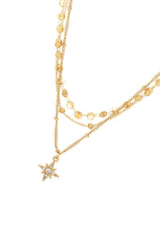 Star Trio-Layer Golden Chain Necklace