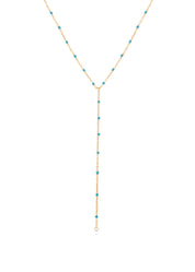 Petit Zoe Turquoise Blue Lariat Golden Necklace