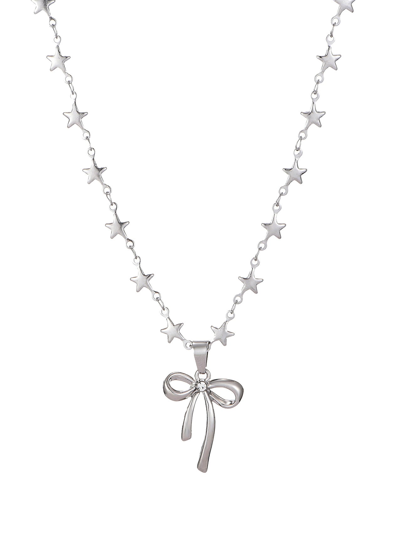 Gina Star Bow Silver Necklace