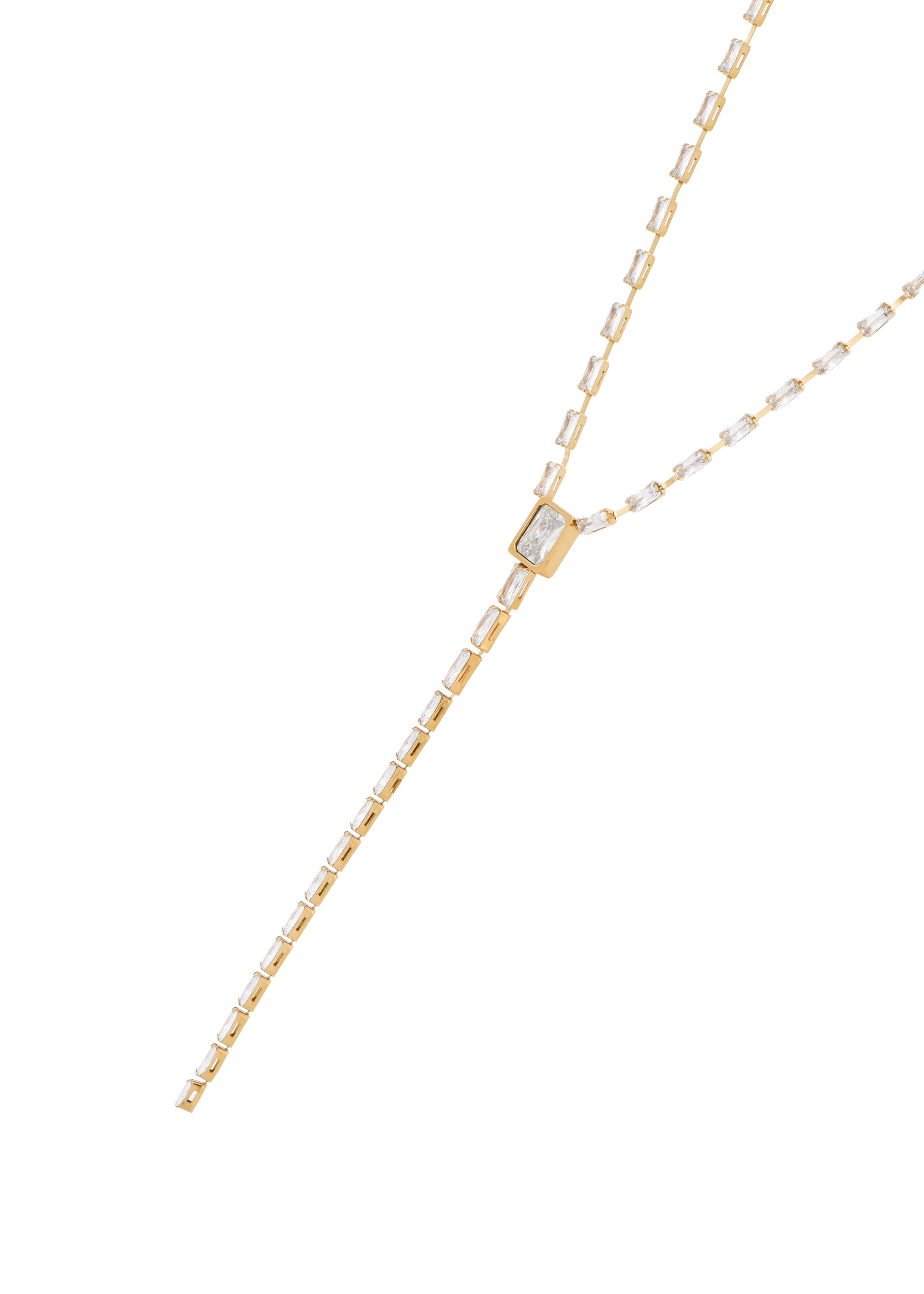Maddie Glittering Lariat Golden Necklace