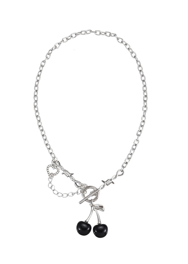Black Cherry Garden Silver Necklace