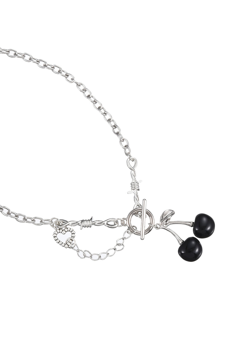 Black Cherry Garden Silver Necklace