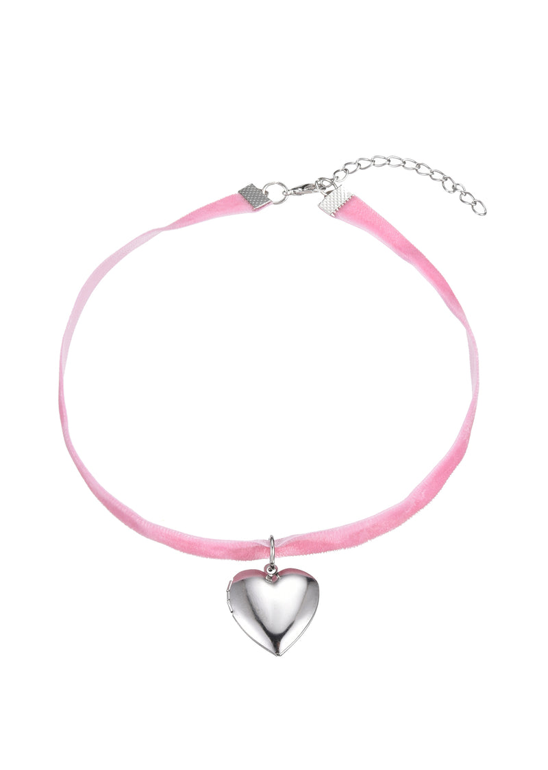 Rosa Velvet Pink Heart Necklace