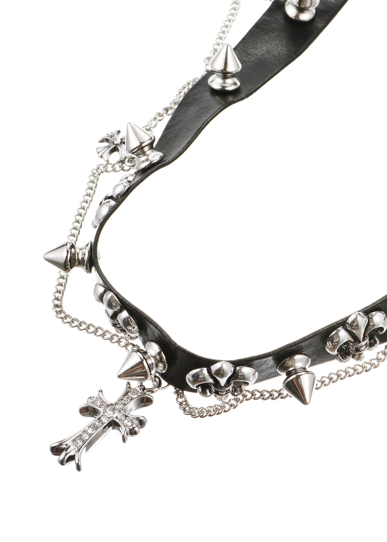 Vander Chrome Cross Belt Choker Necklace