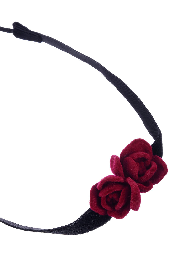 Rosa Roses Black Velvet Choker Necklace
