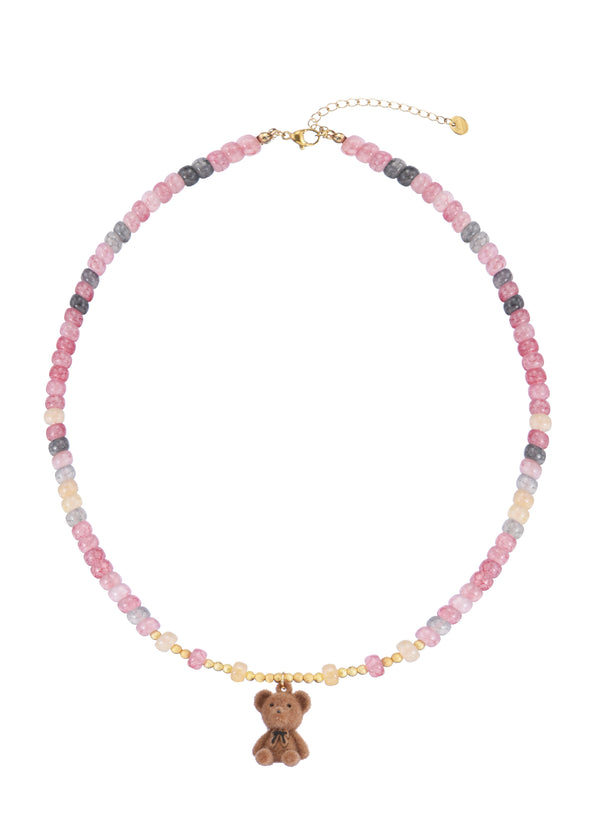 Bear With Pink Stones Necklace