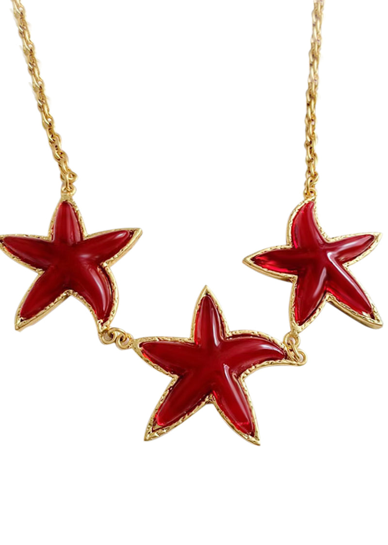 Mermaid Red Seastars Necklace