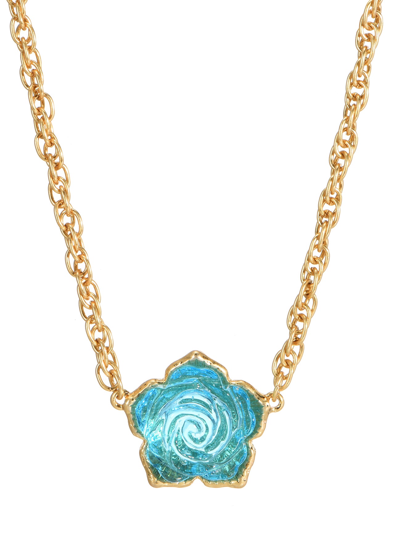 Midsummer Night Dream Blue Rose Golden Necklace