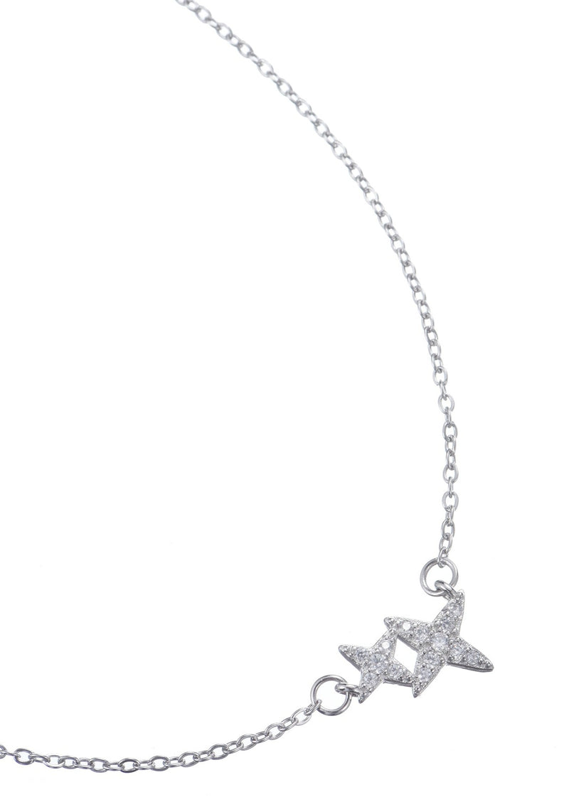Joanna Mini Double Star Silver Necklace