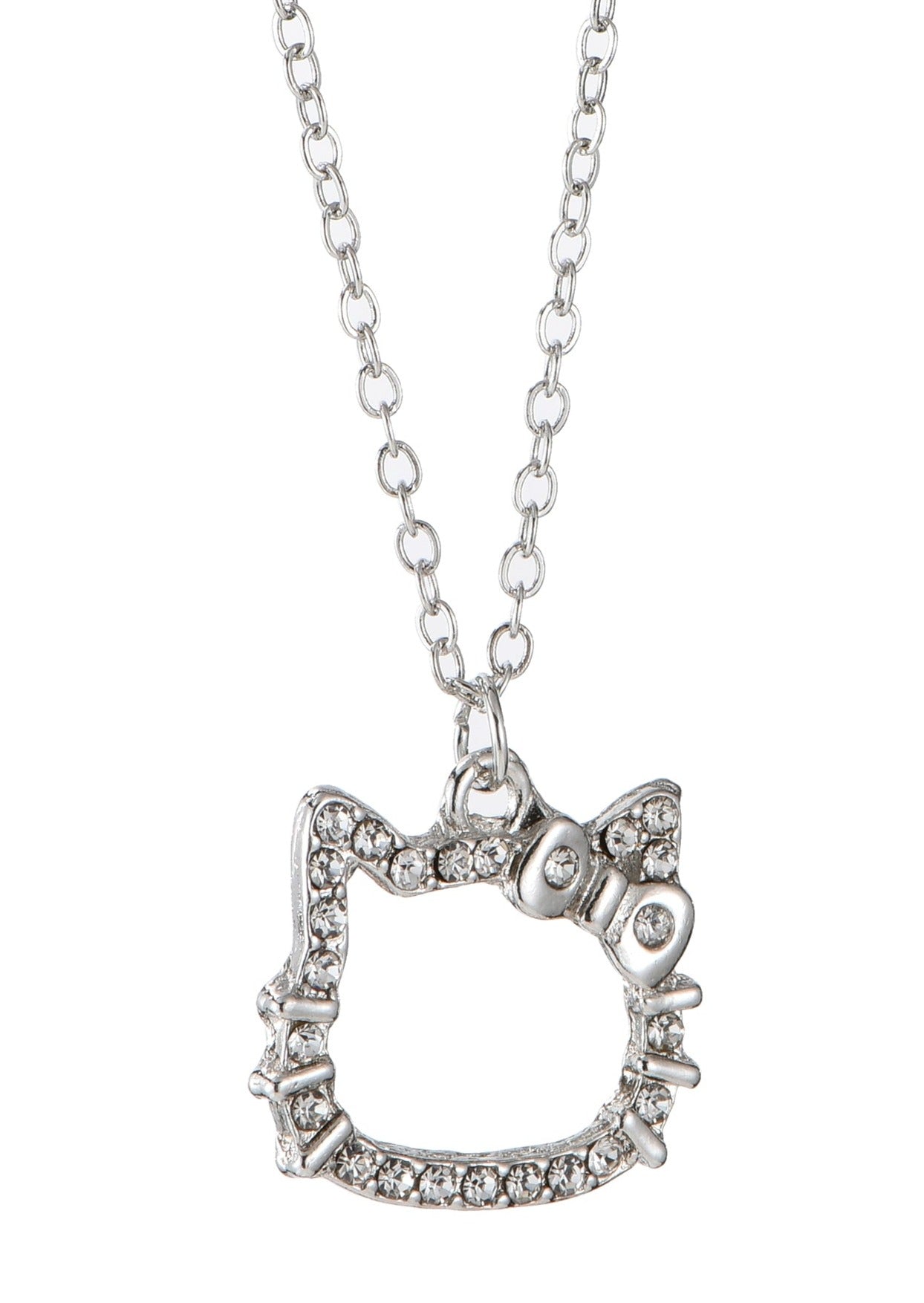 Glittering Kitty Silver Necklace