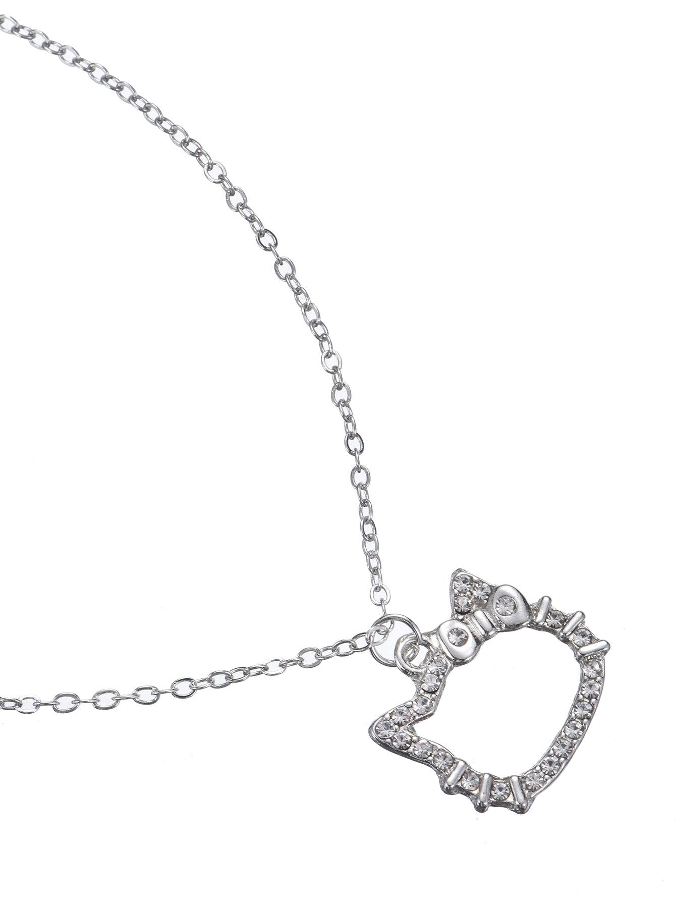 Glittering Kitty Silver Necklace