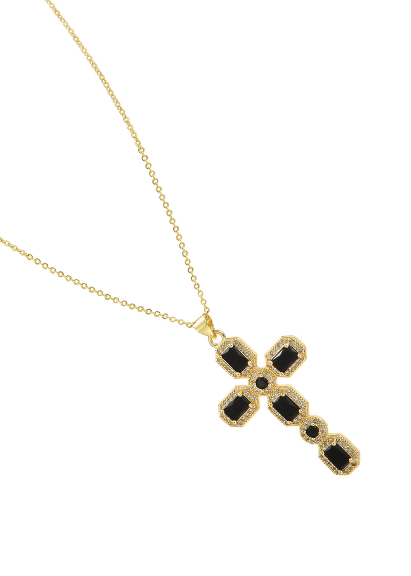 Scarlett Black Golden Cross Necklace