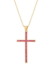 Charline Red Rose Fine Cross Golden Necklace