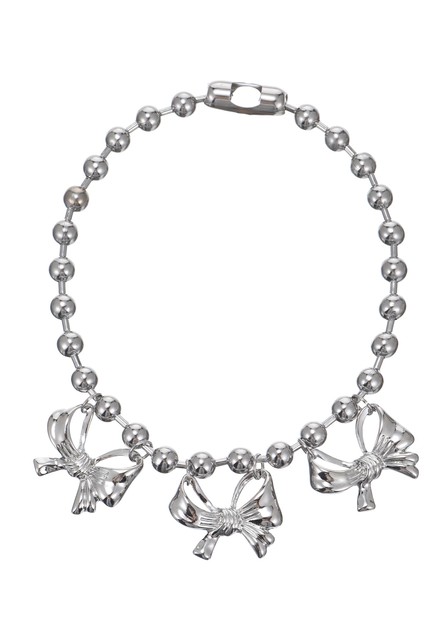 Cleo Giant Bows Silver Choker Necklace