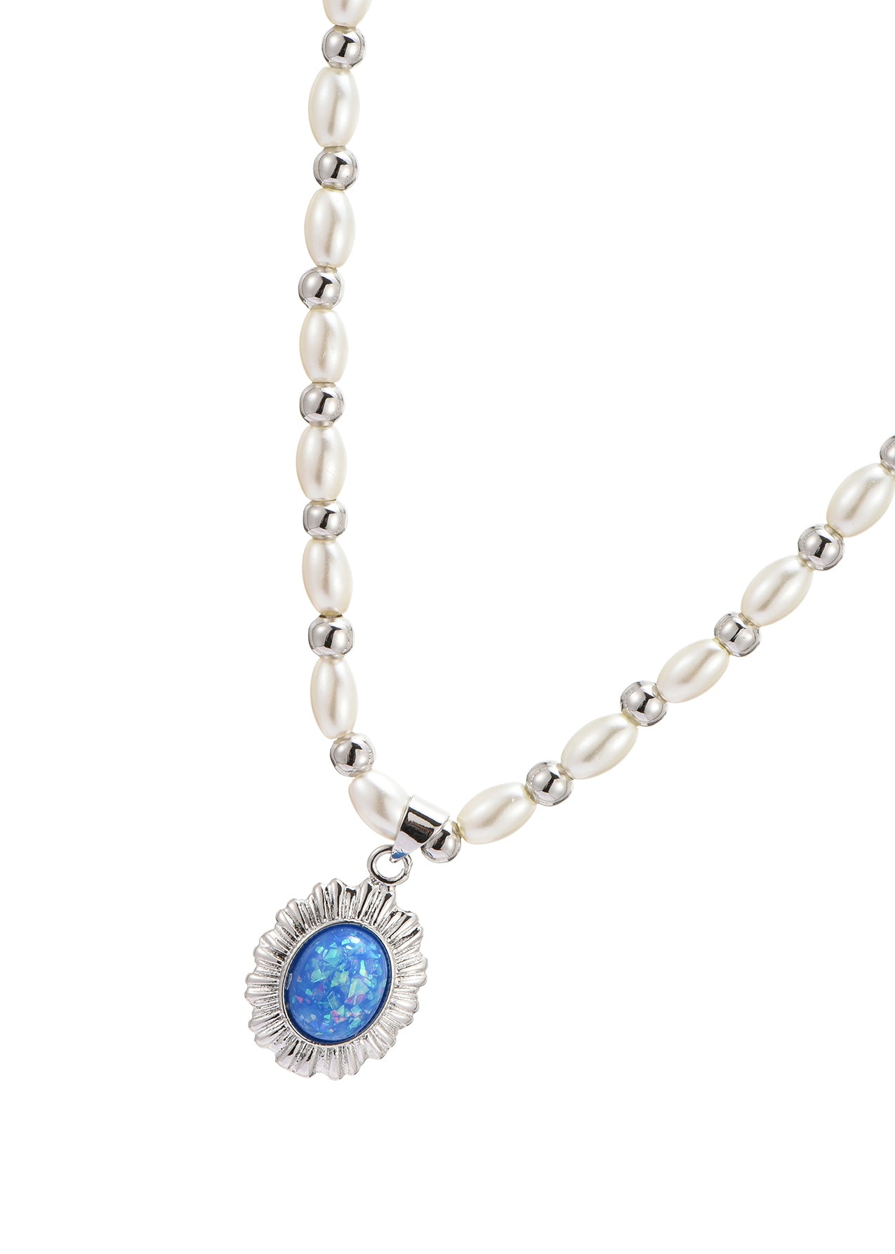 Anne Camilla Blue Myth Silver Pearl Necklace