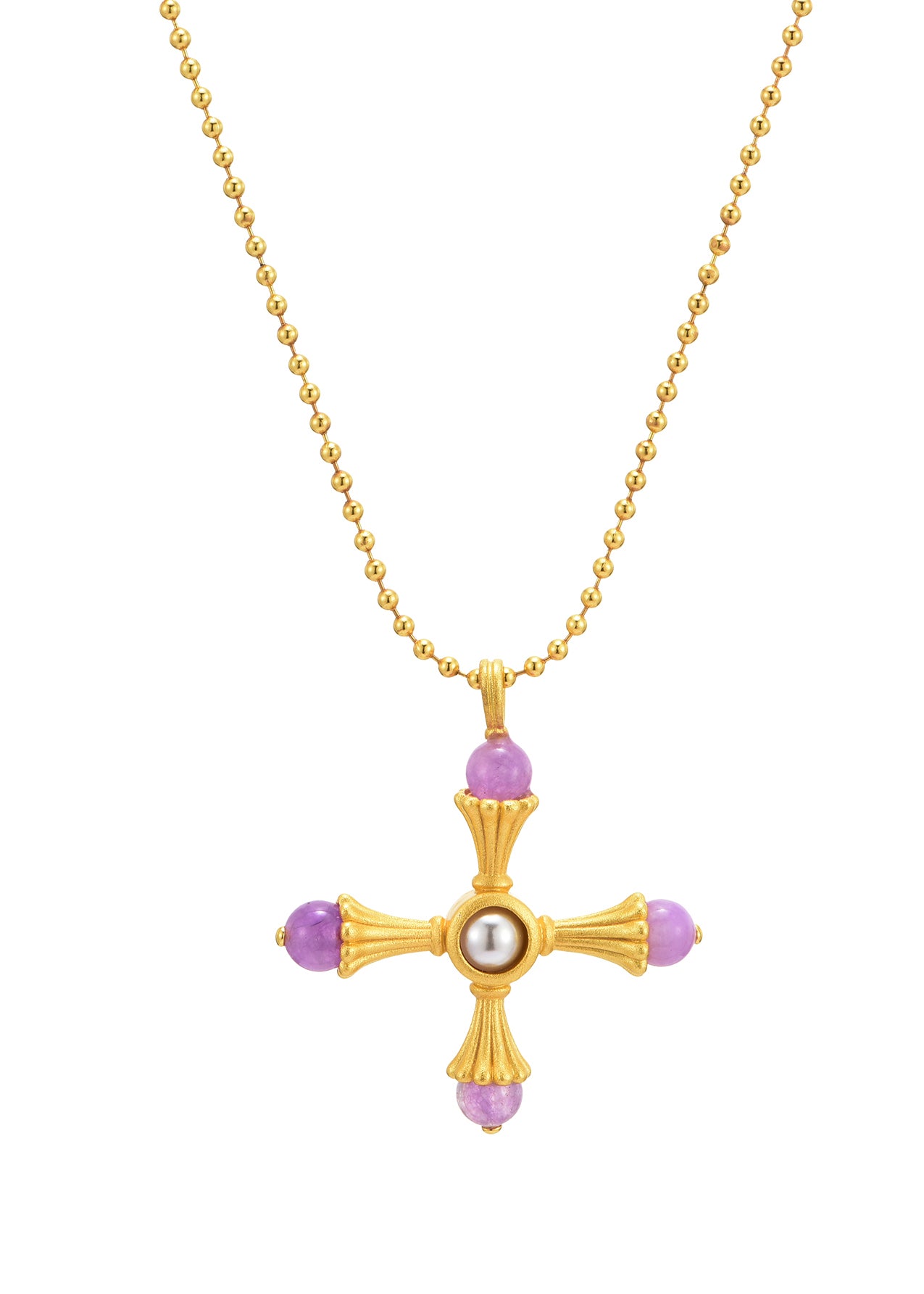 Pink Rose Kiara Golden Cross Necklace