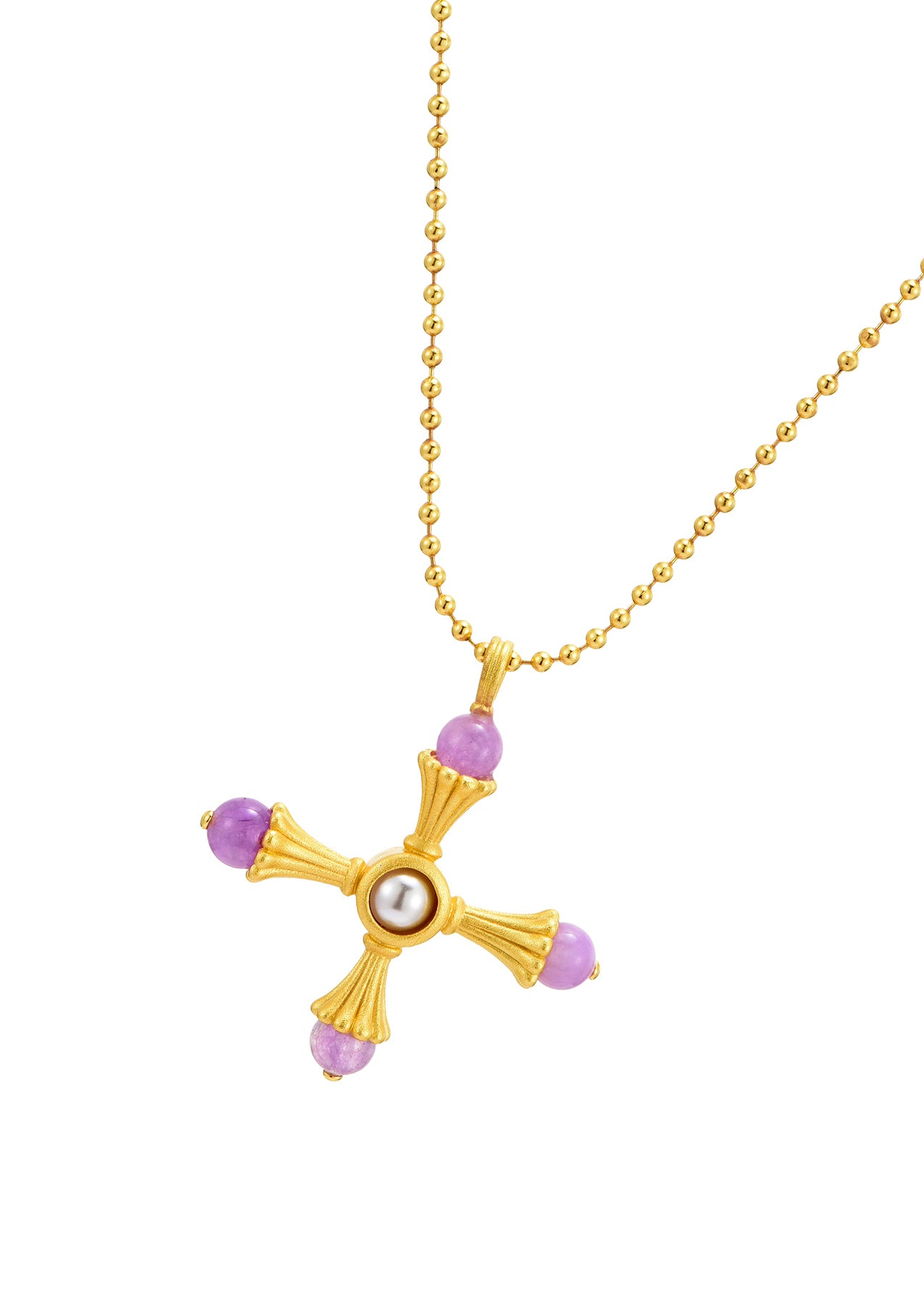 Pink Rose Kiara Golden Cross Necklace