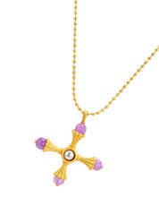 Pink Rose Kiara Golden Cross Necklace