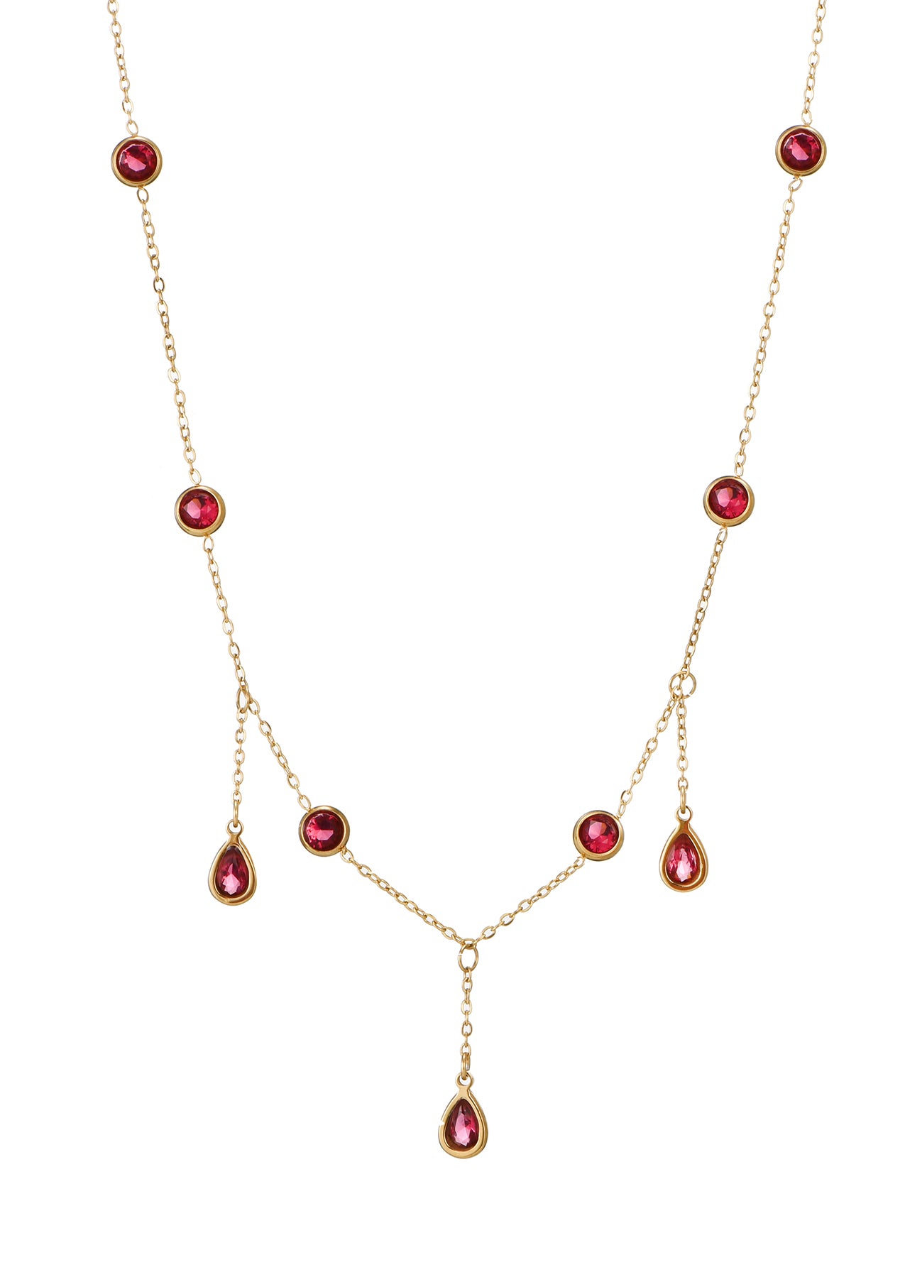 Malissa Red Drops Golden Necklace