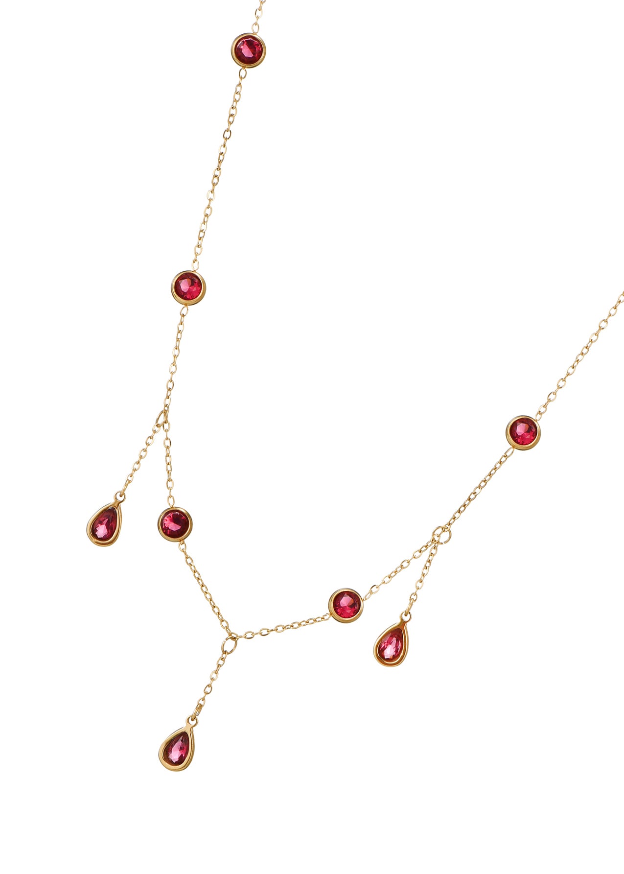 Malissa Red Drops Golden Necklace