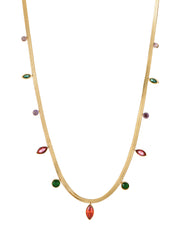 Julia Colorful Stones Golden Chain Necklace