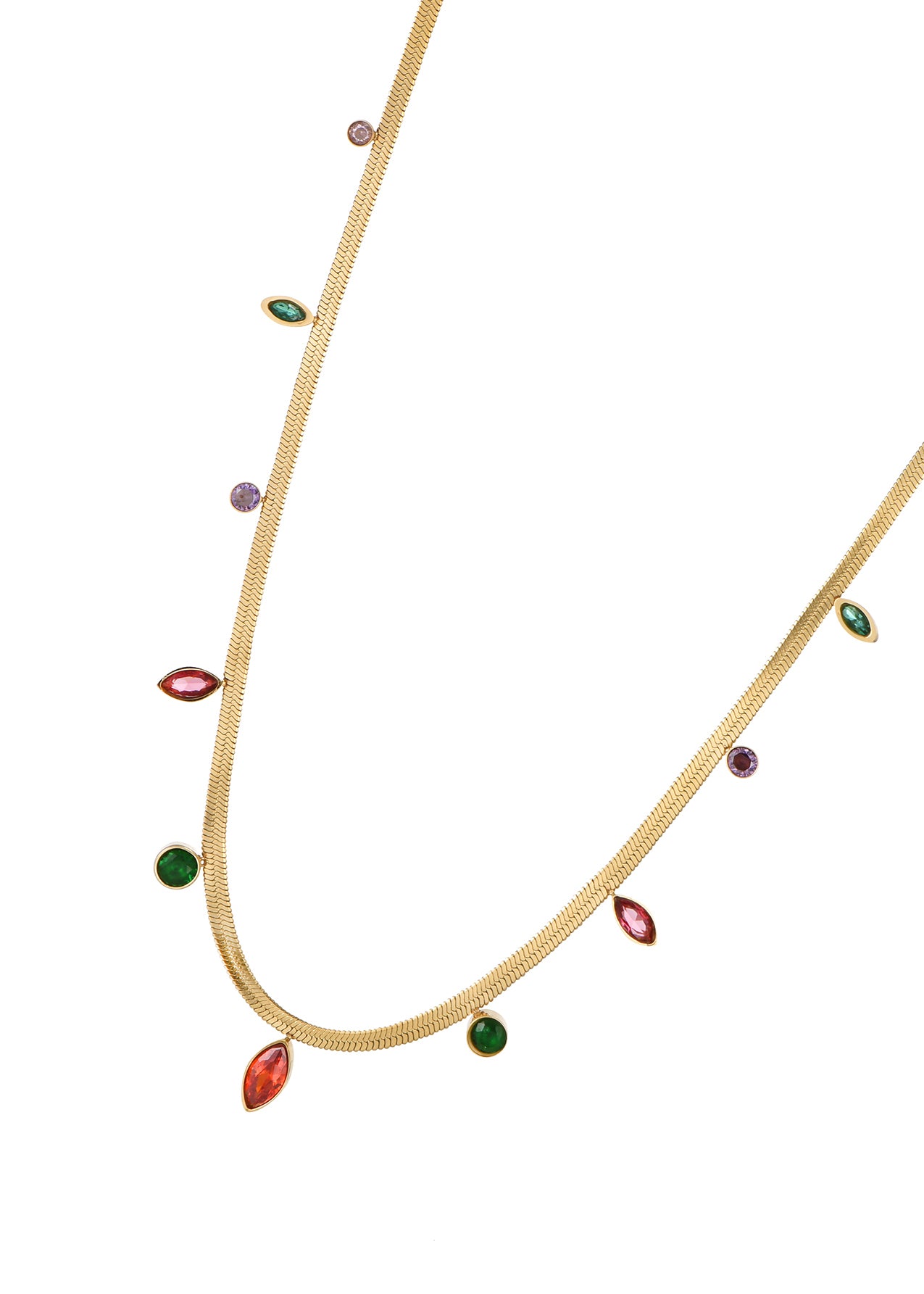 Julia Colorful Stones Golden Chain Necklace