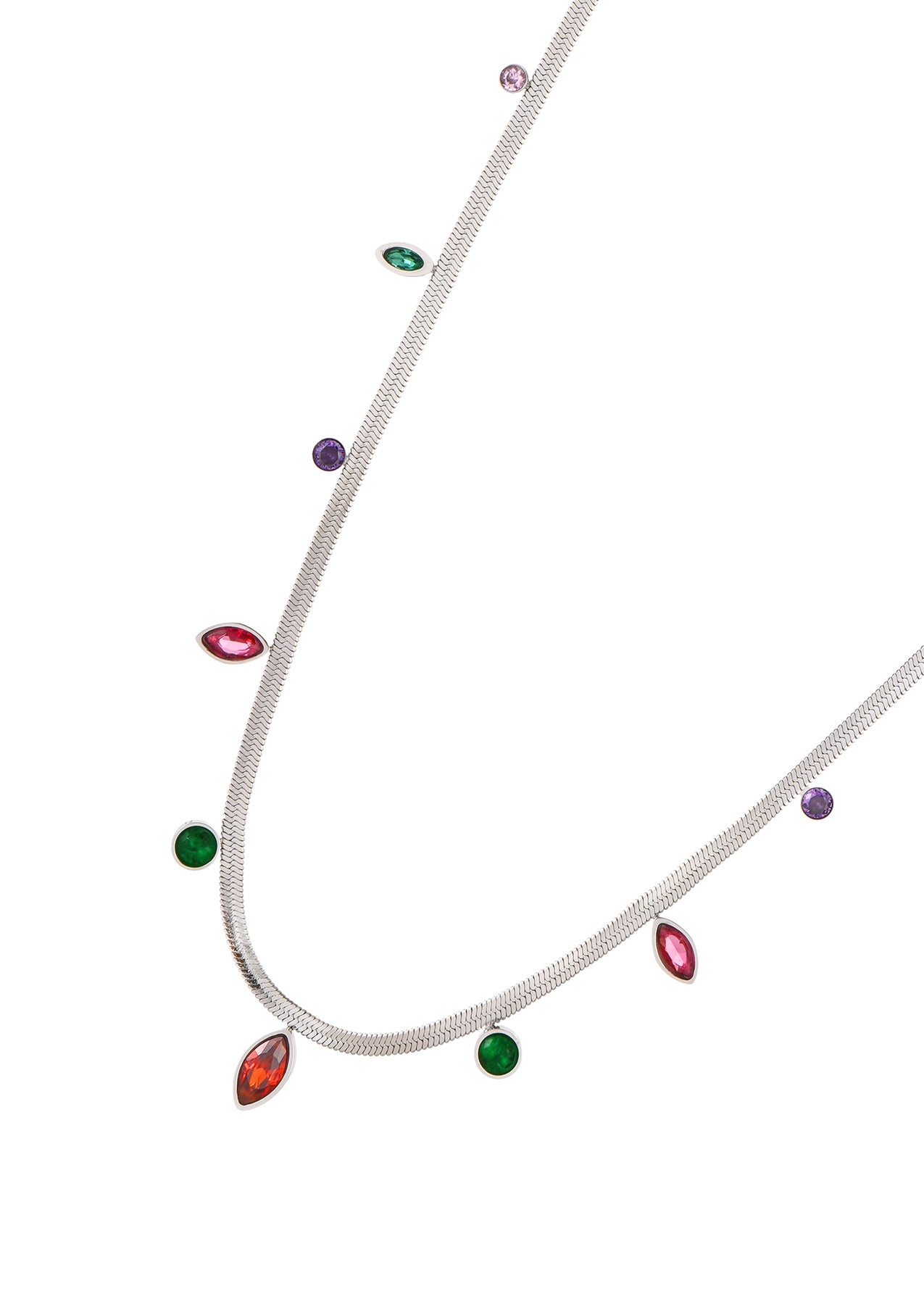 Julia Colorful Stones Golden Chain Necklace