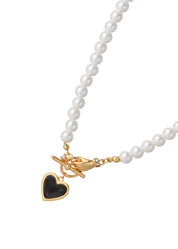 Quinn Black Love Pearl Necklace