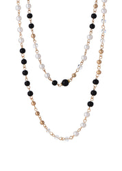 Noir Et Blanc Black And White Long Chain Golden Necklace