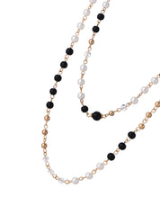 Noir Et Blanc Black And White Long Chain Golden Necklace