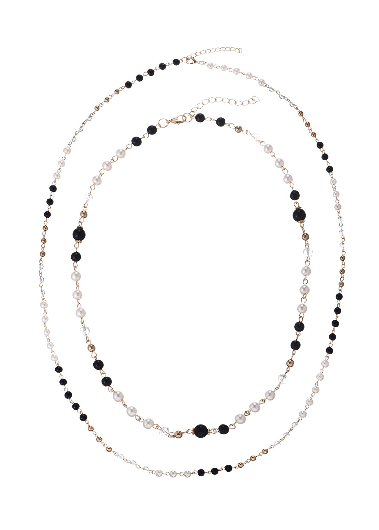 Noir Et Blanc Black And White Long Chain Golden Necklace