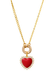 Emilio Glittering Red Heart Necklace