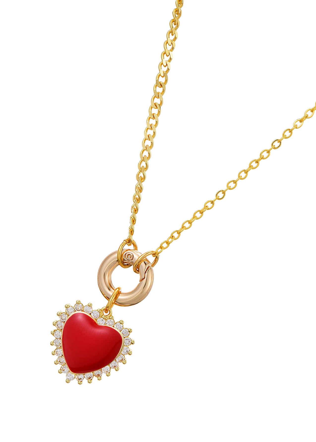 Emilio Glittering Red Heart Necklace