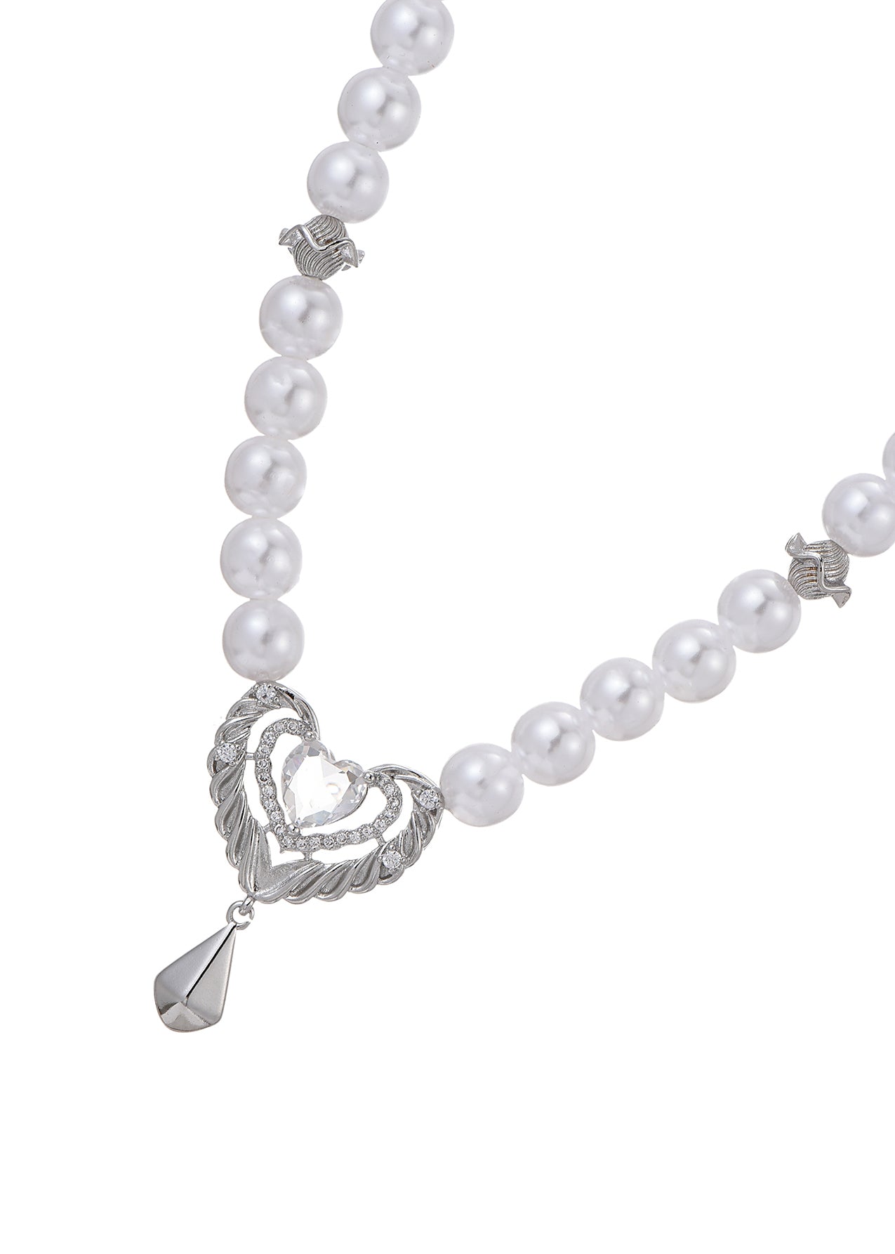 Kate Glittering Heart Pearl Necklace