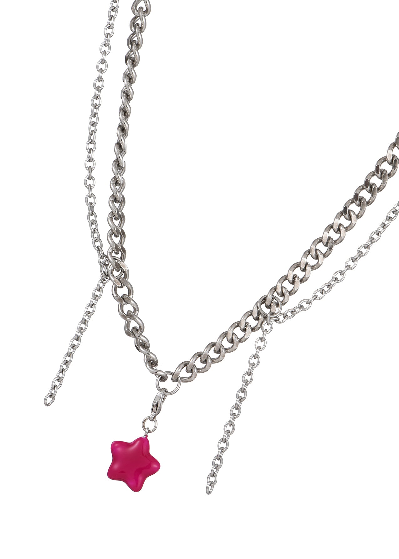 Josh Hot Pink Silver Chain Necklace