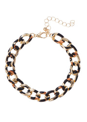 Leo Leopard Golden Chain Necklace Bracelet Set