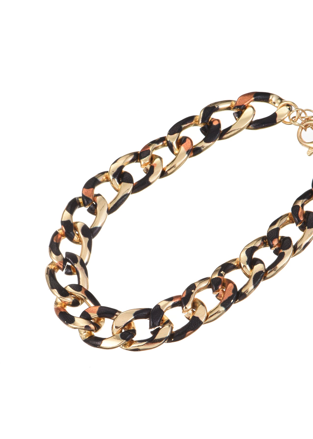 Leo Leopard Golden Chain Necklace Bracelet Set