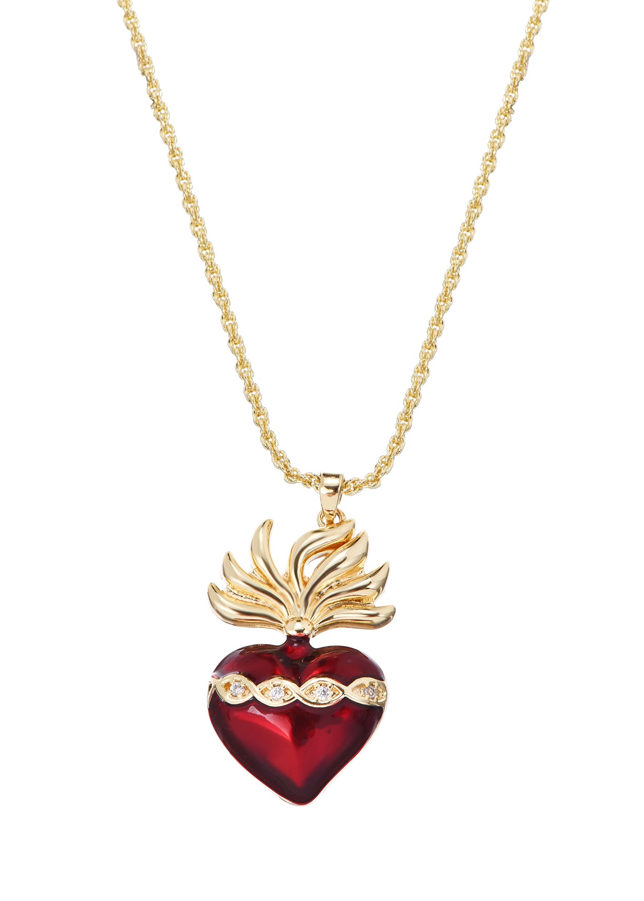 Sacre Coeur Ardent Heart Pendant Necklace