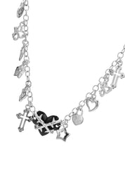 Hynes Black Heart Y2k Silver Necklace