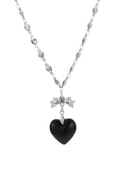 Aimee Black Love Bow Silver Necklace