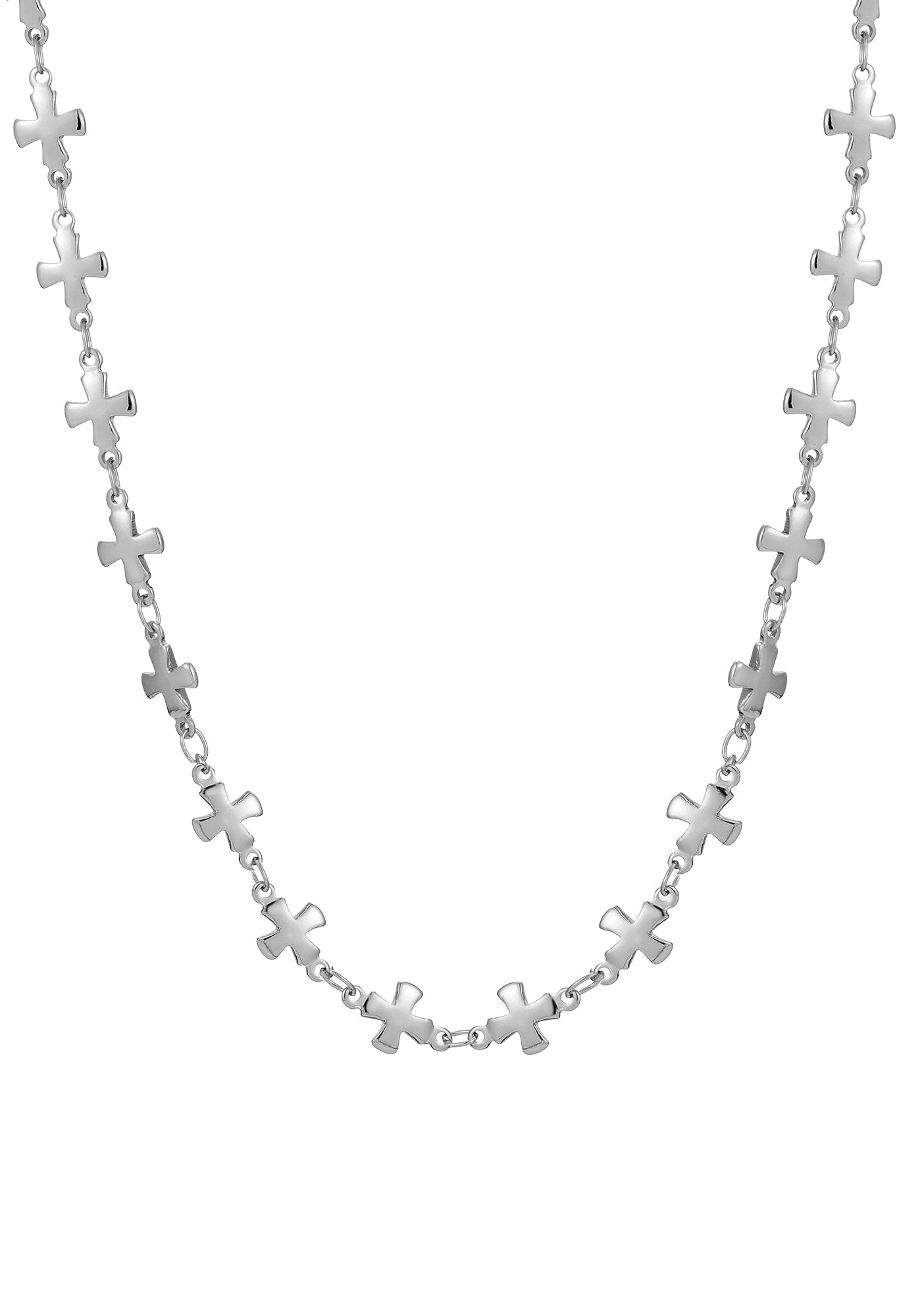 Pauline Cross Silver Long Necklace