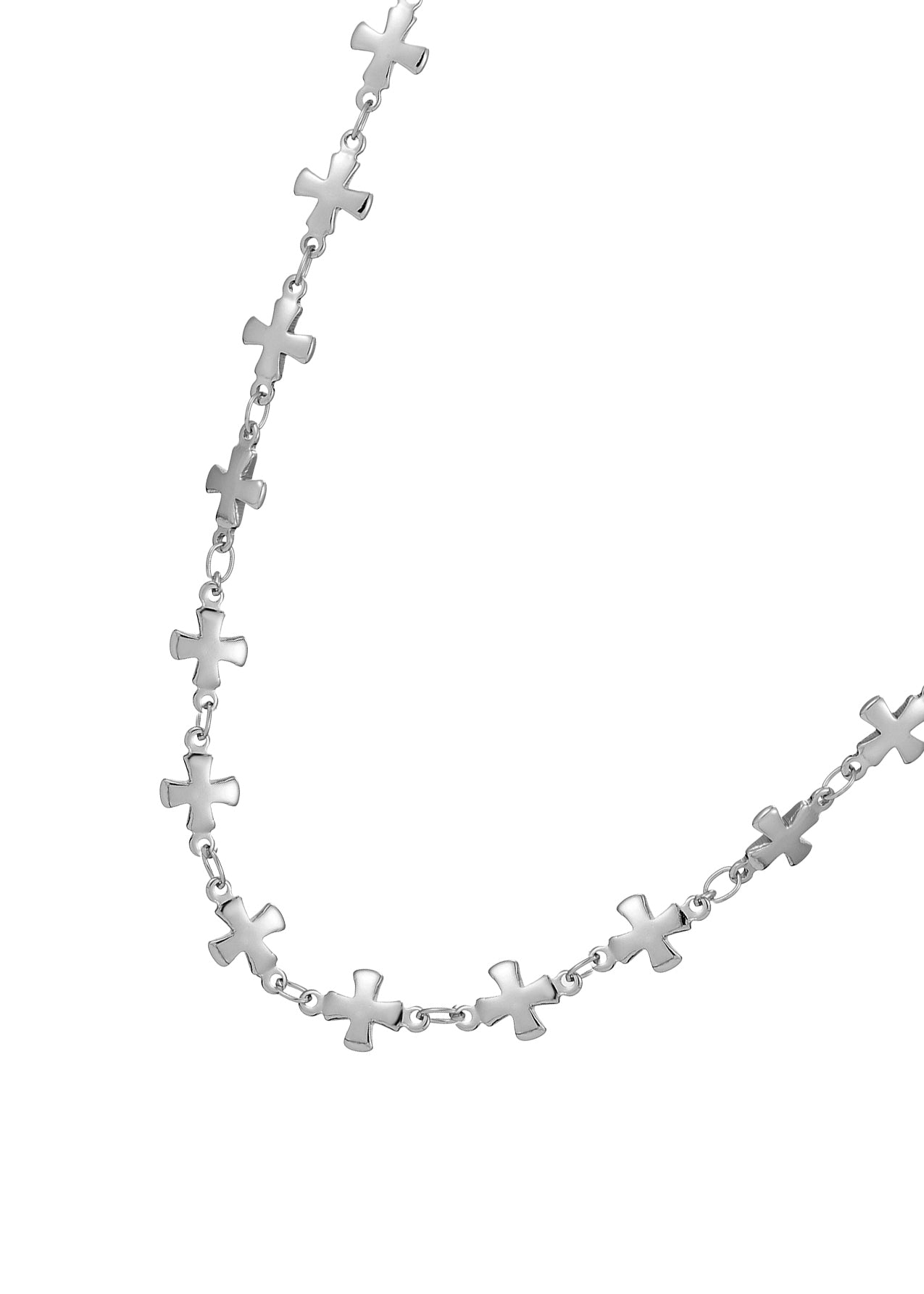 Pauline Cross Silver Long Necklace