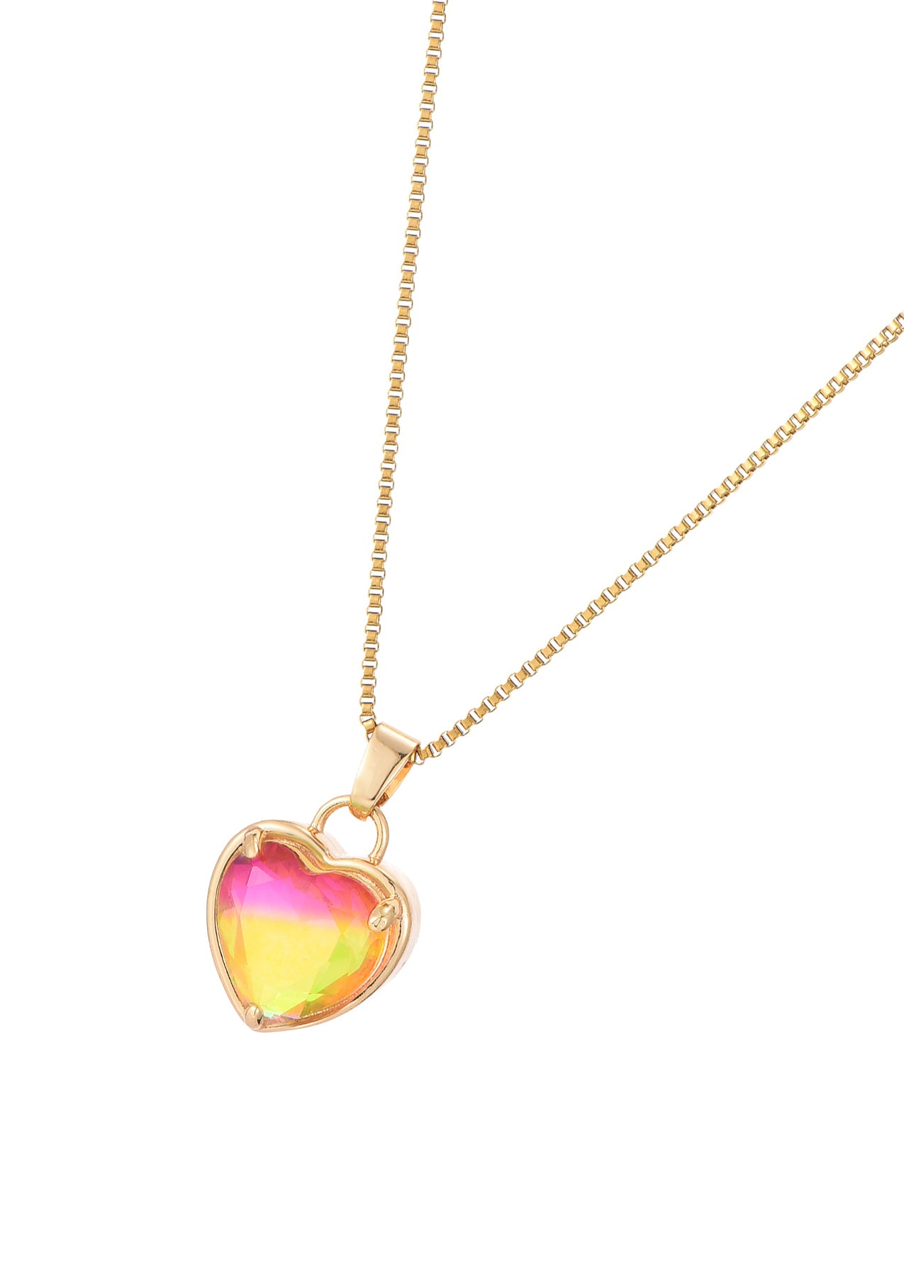 Summer Cocktail Pina Heart Golden Necklace