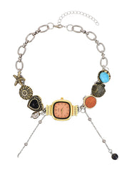 Guendalina Ocean O'Clock Vintage Watch Golden Choker Necklace