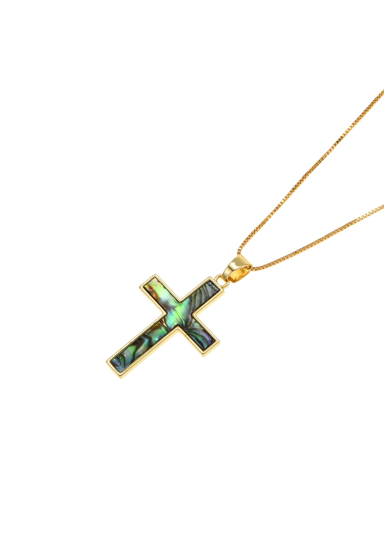Linda Green Shell Cross Summer Golden Necklace – Maison Foufou