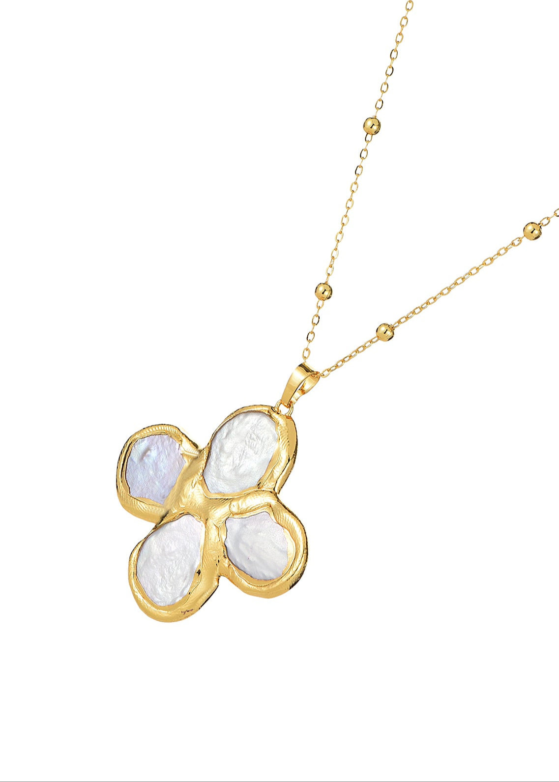 Lucky Lou Flower Pearl Golden Necklace