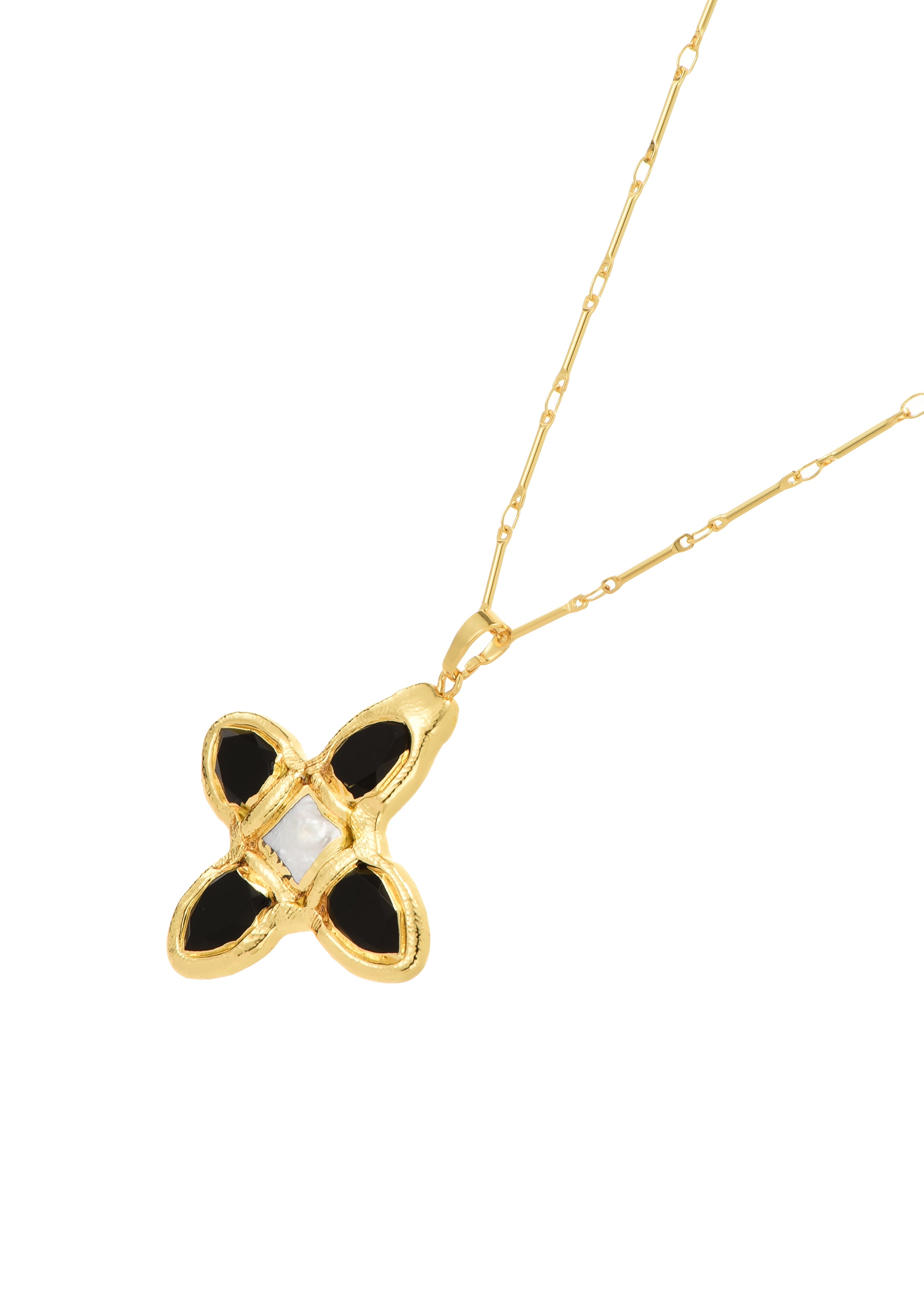 Lou Black Cross Golden Necklace – Maison Foufou