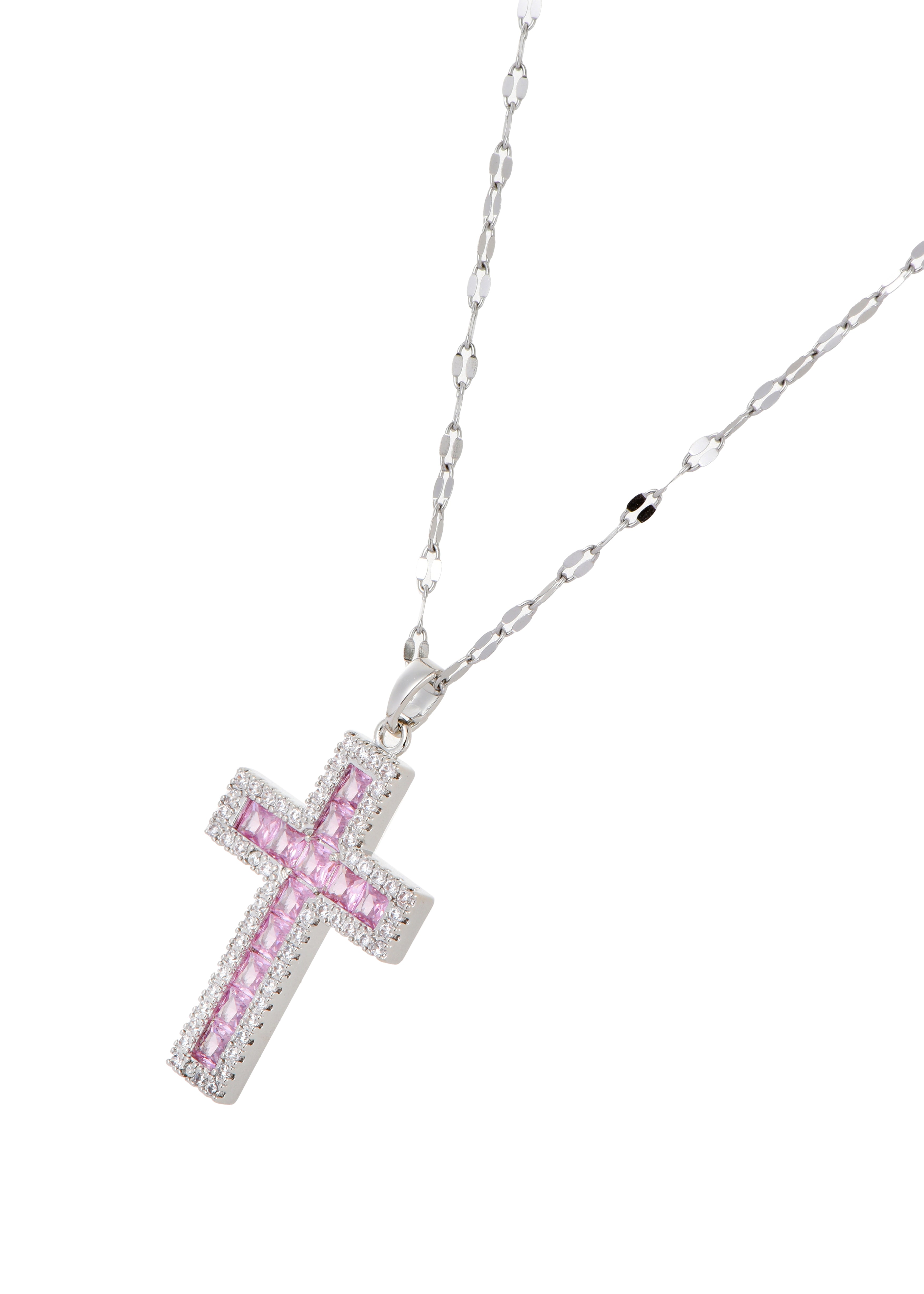 Georgia Cross Necklace - Pink Silver – Maison Foufou