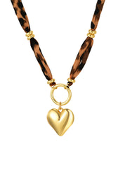 Dominique Leopard Golden Necklace - Heart