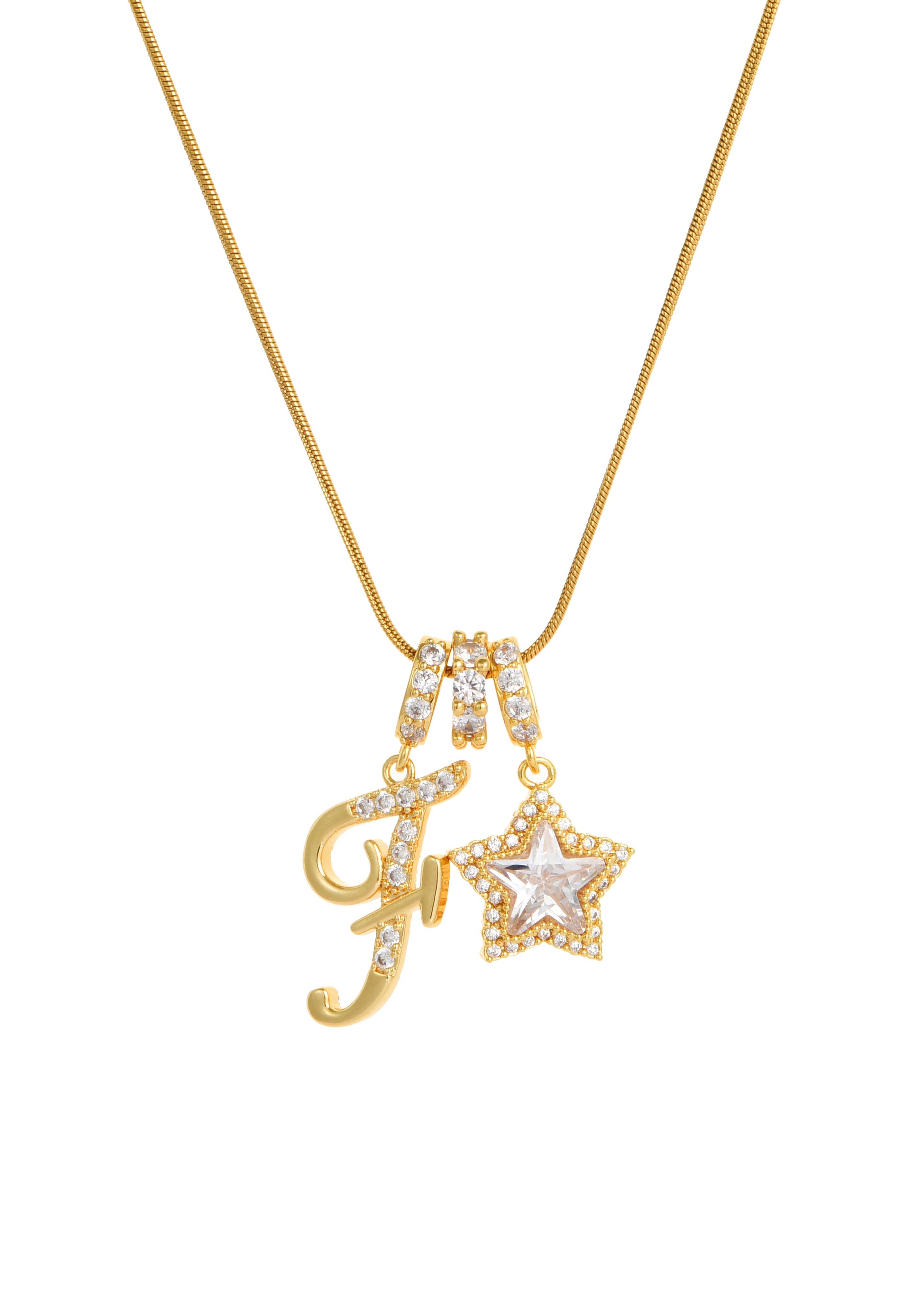 Star Alphabets Golden Necklace